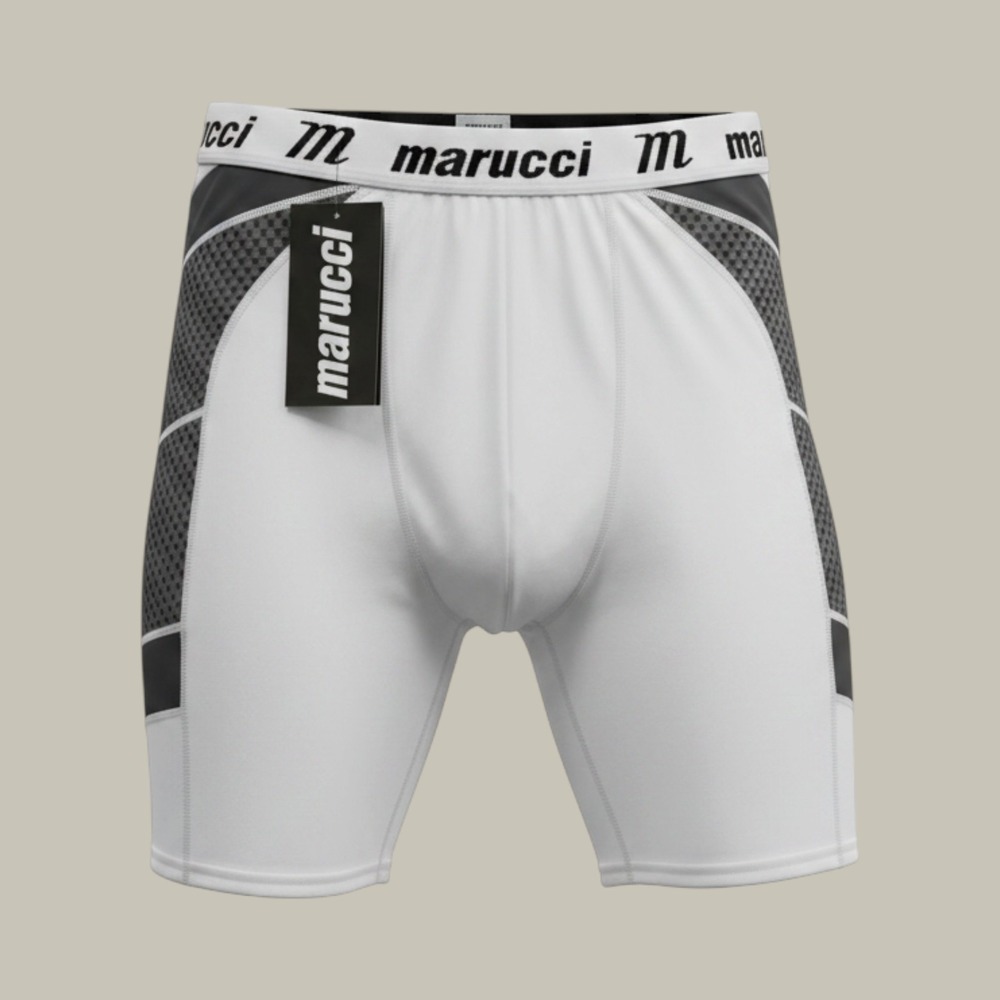 Marucci Mens Baseball Softball Compression Slider Shorts White Grey XL New